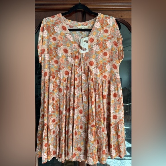 C&V Chelsea & Violet Floral Print Cap Sleeve Babydoll Mini Dress - Picture 2 of 8